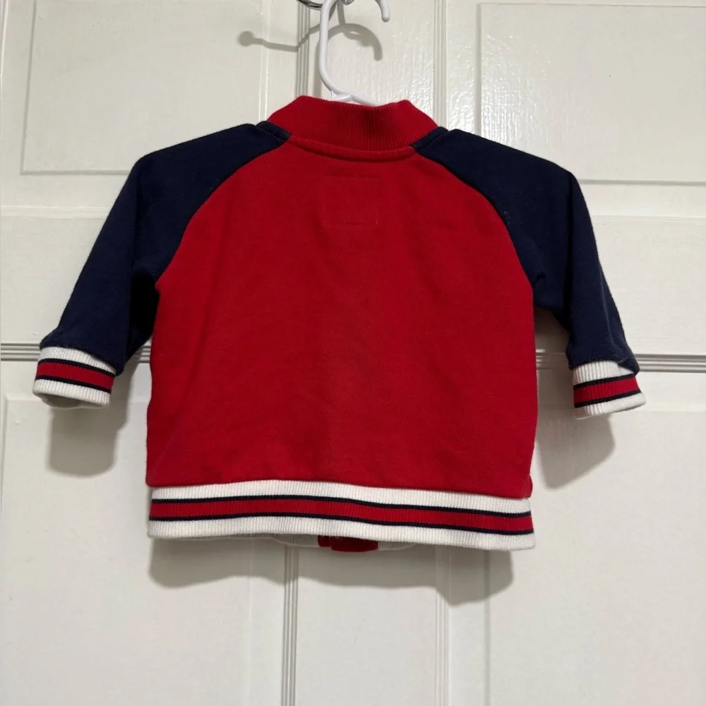 Infant Boys Janie and Jack Button Up Frenchie Dog Jacket Size 6-12 Months